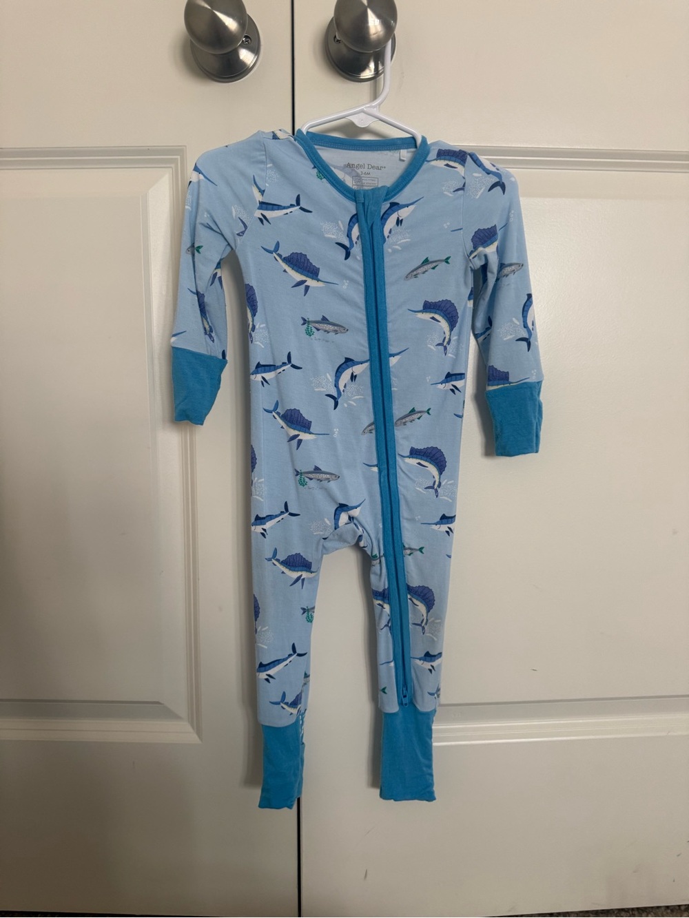 Angel Dear Light Blue Marlin & Fish Zip One-Piece
